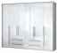 Kleiderschrank | 6 Drehtüren | 4 Schubladen | 8 Fächer | mit 4 Kleiderstangen | 277 cm breit | Farbe: Weiß Abbildung