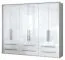 Großer Kleiderschrank | 6 Drehtüren | 6 Schubladen | 3 Fächer | mit 3 Kleiderstangen | 277 cm breit | Farbe: Weiß Abbildung