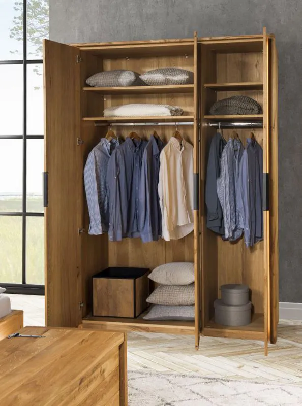 155 cm breiter Kleiderschrank mit 3 Türen | Farbe: Natur Abbildung