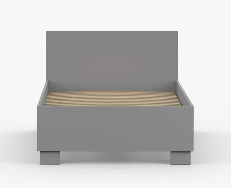 Kinder- und Jugendbett / Einzelbett | Grau | Rahmen aus Massivholz | stilvoll | Smolikas 150 | inklusive Lattenrost | 90 x 200 cm | eckig