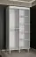 Schmaler Kleiderschrank mit Spiegeltür Jotunheimen 49, Farbe: Weiß - Abmessungen: 208 x 100,5 x 62 cm (H x B x T), mit zwei Kleiderstangen