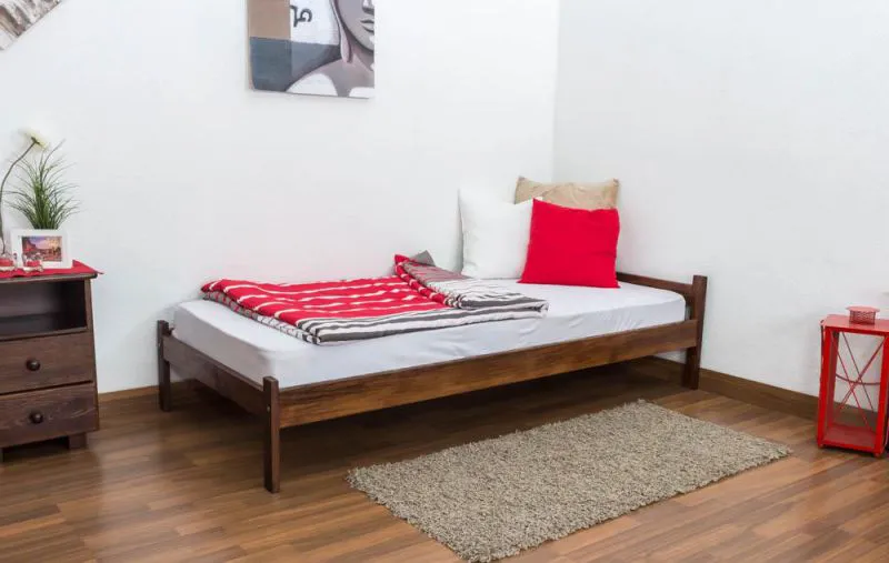 Bettgestell Kiefer 90 x 200 cm Nuss Abbildung