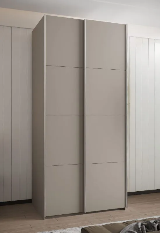 Kleiderschrank / Schiebetürenschrank | 2 Schiebetüren | 6 Einlegeböden | 245,5 x 120 x 64 cm | 2 Kleiderstangen | 6 Fächer | Farbe: Kaschmir | Soft-Close