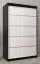 Schiebetürenschrank / Kleiderschrank Jan 02A, Farbe: Schwarz / Weiß matt - Abmessungen: 200 x 120 x 62 cm ( H x B x T)