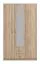 Dreitüriger Kleiderschrank mit einer Spiegeltür Kovin 04, 1,2 Meter breit, Farbe: Eiche Sonoma, zwei Schubladen, Maße: 205 x 120 x 52 cm, fünf Fächer