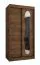Schiebetürenschrank / Kleiderschrank | Farbe: Walnuss | 1 Meter breit | zwei Kleiderstangen | fünf Fächer | Aluminiumschienen | eine Spiegeltür