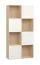 Bücherregal mit vier Türen Aenna 34, Farbe: Eiche / Weiß, Maße: 202,5 x 100,5 x 35 cm, acht Fächer, mit verstellbaren Füßen, für Wohnzimmer