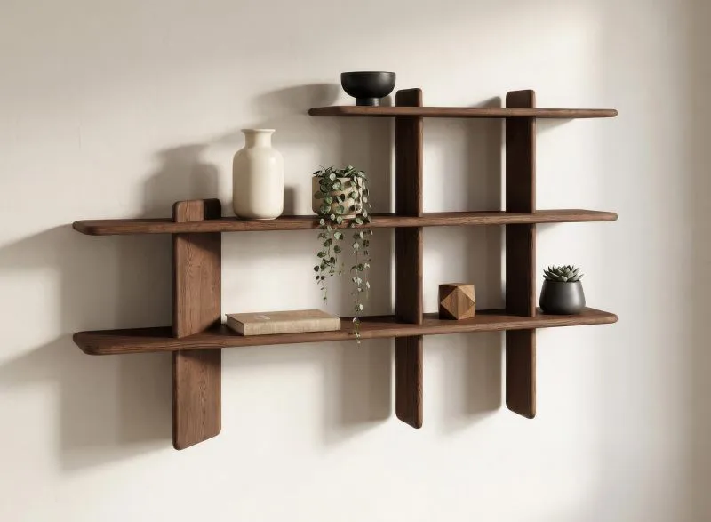 Regal | Farbe: Tabacco | Massivholz | Eichenholz geölt | 140 x 25 x 86 cm | 3 Fächer | Stilvoll | Funktional | für Wohnzimmer