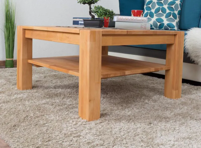Beistelltisch Couchtisch Buche Massivholz Farbe: Natur 45x80x80 cm Abbildung