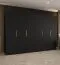 Drehtürenschrank mit Soft-Close-Funktion Korab 52, Farbe: Schwarz, 3 Meter breit, vier Fächer, vier Kleiderstangen, Griffe: Gold, Kleiderschrank