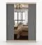 Schiebetürenschrank / Kleiderschrank | Spiegel | 61 x 150 x 200 cm | Sonoma Eiche / Grau | Bucegi 07 | 2 Türen | Griffe: Aluminium | 6 Fächer