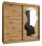 Kleiderschrank Lagginhorn 17, Farbe: Eiche Artisan, 2 Meter breit, ein Spiegel, 10 Fächer, Schiebetürenschrank, zwei Kleiderstangen, Aluminiumschienen