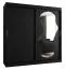 Kleiderschrank / Schiebetürenschrank Lagginhorn 19, Farbe: Schwarz, eine Spiegeltür, 2 Meter breit, 10 Fächer, Aluminiumschienen, zwei Kleiderstangen