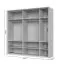 Kleiderschrank mit fünf Glastüren Neiafu 72, inkl. LED-Rahmen und Innenbeleuchtung, Maße: 224 x 227 x 56 cm, Soft-Close-Funktion, drei Kleiderstangen