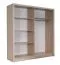 Schiebetürenschrank / Kleiderschrank mit Spiegeltüren Mystras, Farbe: Eiche Sonoma, eine Kleiderstange, fünf Fächer, Maße: 200 x 180 x 62 cm