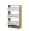Schuhschrank mit Spiegel-Front Gradide 07, Farbe: Eiche Sonoma, drei Kipptüren, ABS-Kanten, Griffe: Grau, Maße: 119 x 67 x 28 cm, sechs Fächer