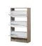 Schuhschrank mit Spiegeltüren Gradide 08, Farbe: Eiche Grau, ABS-Kanten, Griffe: Grau, drei Kipptüren, Maße: 119 x 67 x 28 cm, sechs Fächer, modernes Design