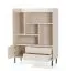 Kommode | 2 Schubladen | Farbe: Beige mit Holzstruktur | 6 Fächer | Maße: 103,5 x 42 x 133 cm | 1 Tür | Beine & Griffe: Metall | schlichtes Design