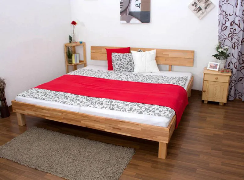 Bett 200 x 200 cm Kernbuche massiv geölt Abbildung