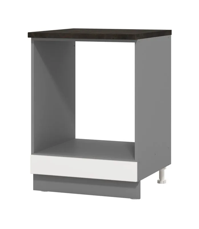 Unterschrank für Einbaugeräte Pluna, Farbe: Graphitgrau / Weiß Hochglanz, Maße: 82 x 55 x 60 cm