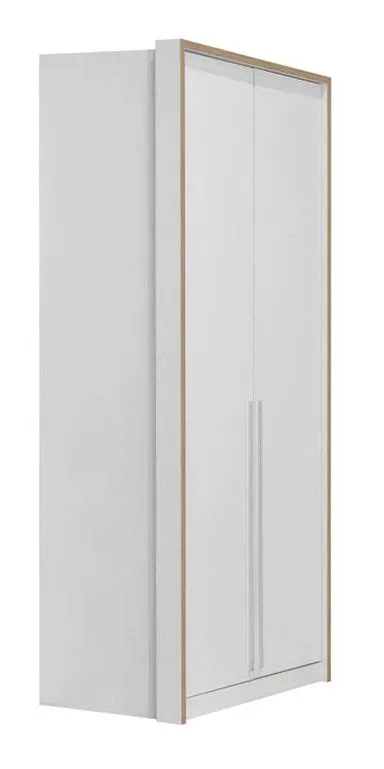 1 Meter breiter Kleiderschrank mit 2 Türen und 2 Schubladen | Farbe: Eiche / Weiß | Tiefe: 56 cm Abbildung