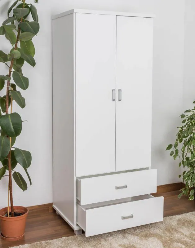 Vollholzschrank, Farbe: Weiß 195x80x59 cm Abbildung