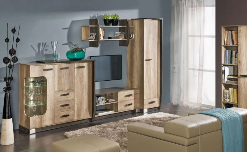 Wohnzimmere - Schrank, Farbe: Eiche Braun - Abmessungen: 175 x 35 x 32 cm (H x B x T) Abbildung
