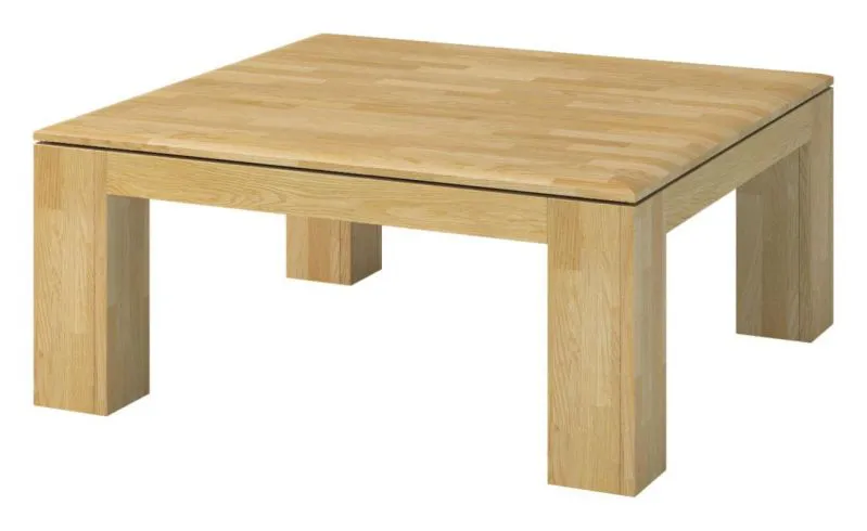 Clubtisch Couchtisch Wohnzimmertisch Eiche Massivholz Farbe: Natur 41x90x90 cm Abbildung