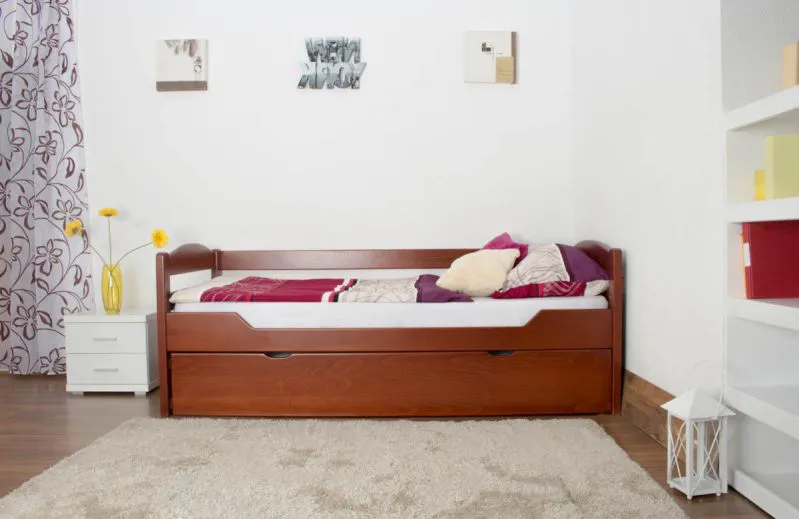 Bett ausziehbar 90 x 200 cm Buche Kirsche mit 1 Schublade(n) Abbildung