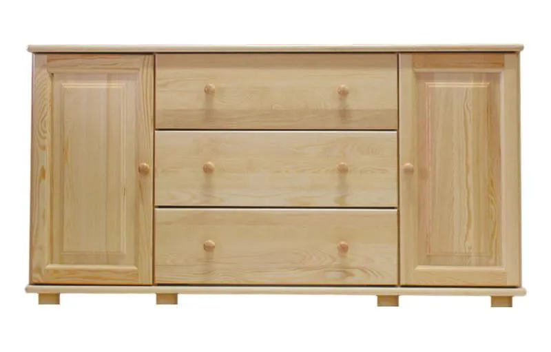 Sideboard mit 3 Schubladen, Farbe: Natur, Breite: 156 cm - Küchenschrank, Anrichte, Sideboard Abbildung