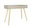 Eleganter Schminktisch mit Push-to-open Funktion Horsham 70, Farbe: Beige, zwei Schubladen, ABS-Kantenschutz, Beine: Gold, aus hochwertigen Materialien