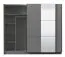 Schiebetürenschrank / Kleiderschrank Kule 10, Farbe: Graphitgrau, Spiegel, ABS-Kanten, zwei Kleiderstangen, 10 Fächer, Maße: 210 x 236,5 x 62,5 cm