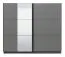 Schiebetürenschrank / Kleiderschrank Kule 10, Farbe: Graphitgrau, Spiegel, ABS-Kanten, zwei Kleiderstangen, 10 Fächer, Maße: 210 x 236,5 x 62,5 cm