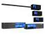 Wohnwand mit zwei TV-Unterschränke Volleberg 57, Farbe: Grau / Schwarz - Abmessungen: 150 x 250 x 40 cm (H x B x T), mit blauer LED-Beleuchtung