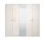 Kleiderschrank | 5-türig | Farbe: Kaschmir | 1 Spiegeltür | Maße: 224,5 x 56 x 210,5 cm | 2 Kleiderstangen | 7 Fächer | ABS-Kanten | Griffe & Beine: Metall