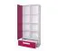 Kinderzimmer - Drehtürenschrank / Kleiderschrank Walter 03, Farbe: Weiß / Rosa Hochglanz - 191 x 80 x 40 cm (H x B x T)