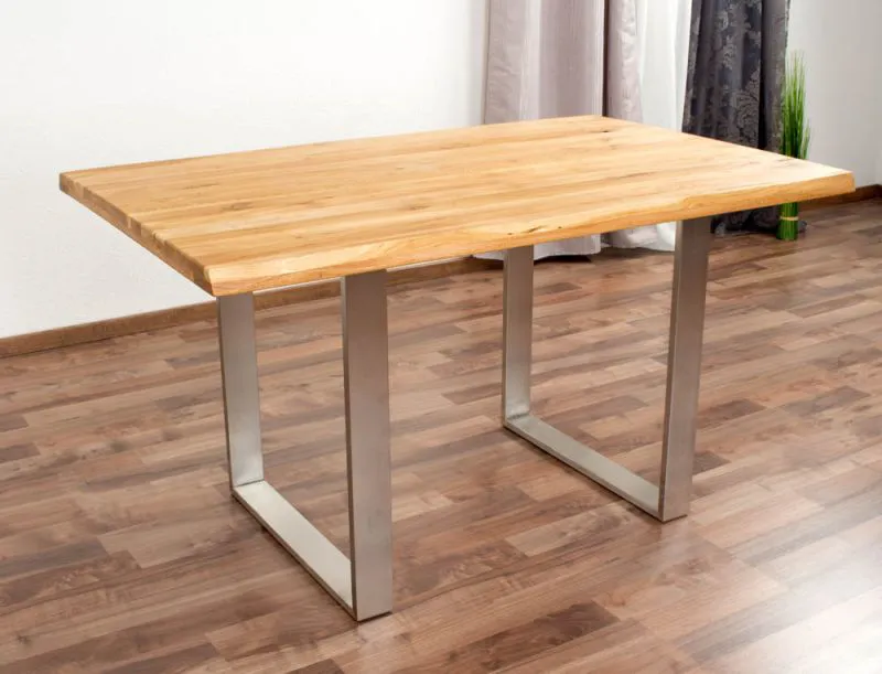 Esstisch Wooden Nature 412 Eiche massiv geölt, Tischplatte glatt - 140 x 90 cm (B x T)