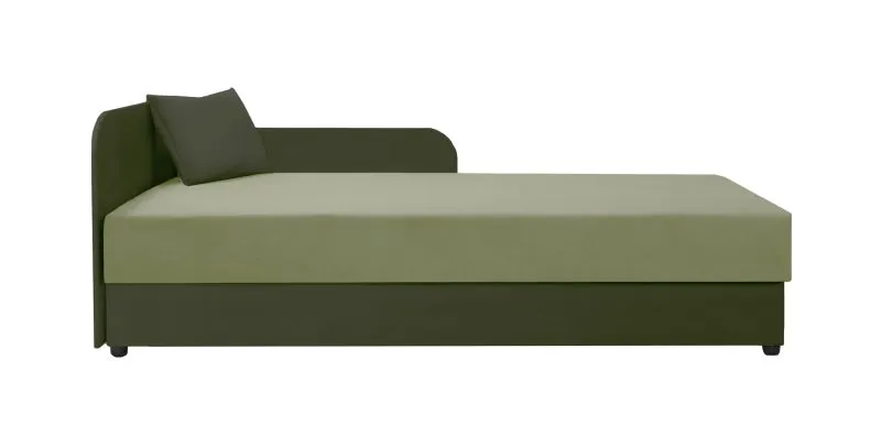 Tagesbett / Gästebett mit bequemer Polsterung Lobatos 93, Farbe: Grün, inkl. Kissen, Liegefläche: 80 x 195 cm, Stauraum, Kopfteil links