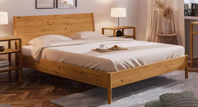 Einzelbett / Gästebett Wellsford 01 Wildeiche massiv geölt - Liegefläche: 90 x 200 cm (B x L)