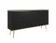 Elegantes Sideboard mit Push-to-open Funktion Horsham 60, drei Holzeinlegeböden, Farbe: Schwarz, drei Türen, Beine: Gold, ABS-Kantenschutz, sechs Fächer