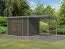 Holz Gartenhaus Anbaudach mit metallverstärkte-Ecken, Fichte terragrau/graualuminium, Trapezblechdach witterungsbeständig, Doppelflügeltür, 6,35 m²