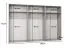 Drehtürenschrank | 3 Spiegeltüren | Farbe: Weiß | Soft-Close | 3 Fächer | 3 Kleiderstangen | Griffe: Schwarz | Maße: 300 x 52 x 202 cm | Kleiderschrank