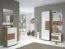 Garderobe Manase 12, Farbe: Eiche Braun / Weiß Hochglanz - 126 x 59 x 22 cm (H x B x T)