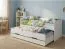 ausziehbares Kinderbett / Jugendbett | Weiß | Liegefläche: 90 x 200 cm | 2 Schubladen | 203,2 x 94,2 x 82,5 cm | grifflose Front | Heraklion 01