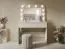 Schminktisch mit Spiegel | LED-Beleuchtung | Beige-Kaschmir | 100 x 43 x 143 cm | 1 Schublade | Push-to-open System | Himara 01