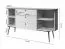 Kommode | Weiß matt | 158 x 47 x 82 cm | Palauli 03 | 3 Schubladen | 2 Türen | Soft Close System | abgerundete Fronten | Metallbeine | Metallgriffe in Gold