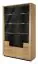 Regalschrank, Vitrine, 121 cm breit, teilmassiv, Optik: Eiche / Schwarz Abbildung