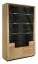 Wohnzimmerschrank, Vitrine, 121 cm breit, teilmassiv, Farbe: Eiche / Schwarz Abbildung