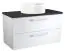Waschtischunterschrank Barasat 57, Farbe: Weiß glänzend / Eiche Schwarz – 53 x 90 x 45 cm (H x B x T)