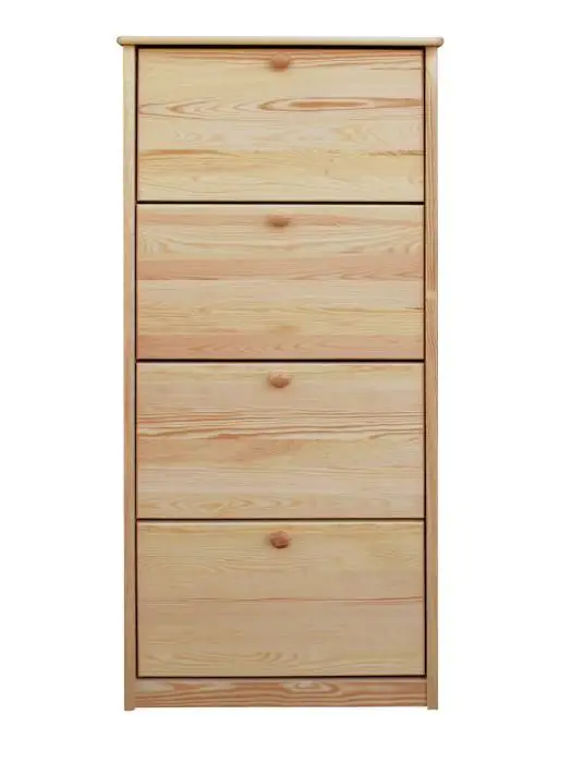 Schuhkipper Kiefer Holz massiv, Farbe: Natur 150x72x30 cm, Schuhschrank Schuhkommode Abbildung